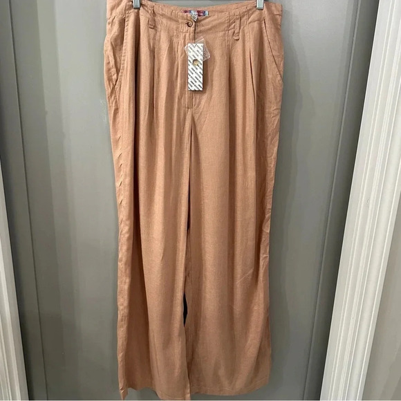Urban Outfitters Pants - NWT Urban Outfitters Helena Linen Blend Trouser Pants Beige Size 10